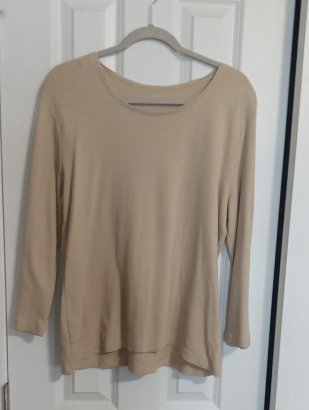 White Stag Beige Long-Sleeve Crewneck Top